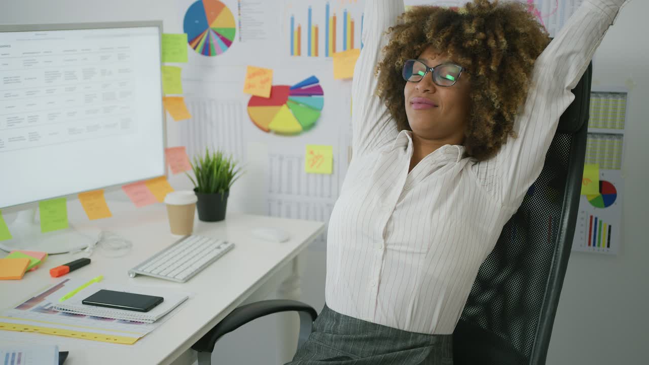 Dreaming businesswoman relaxing in chair