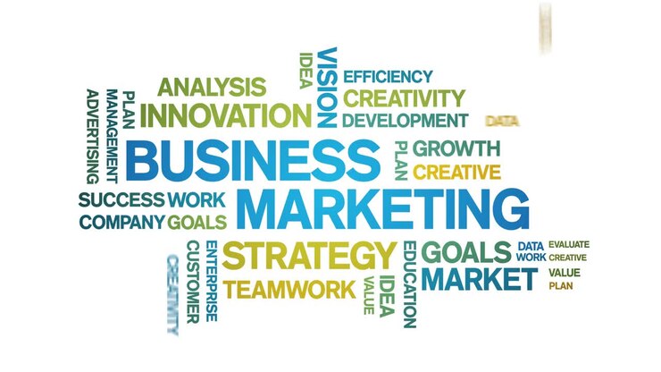 4k Marketing aziendale Nuvola di parole animata con tag, Animazione testuale in loop continuo