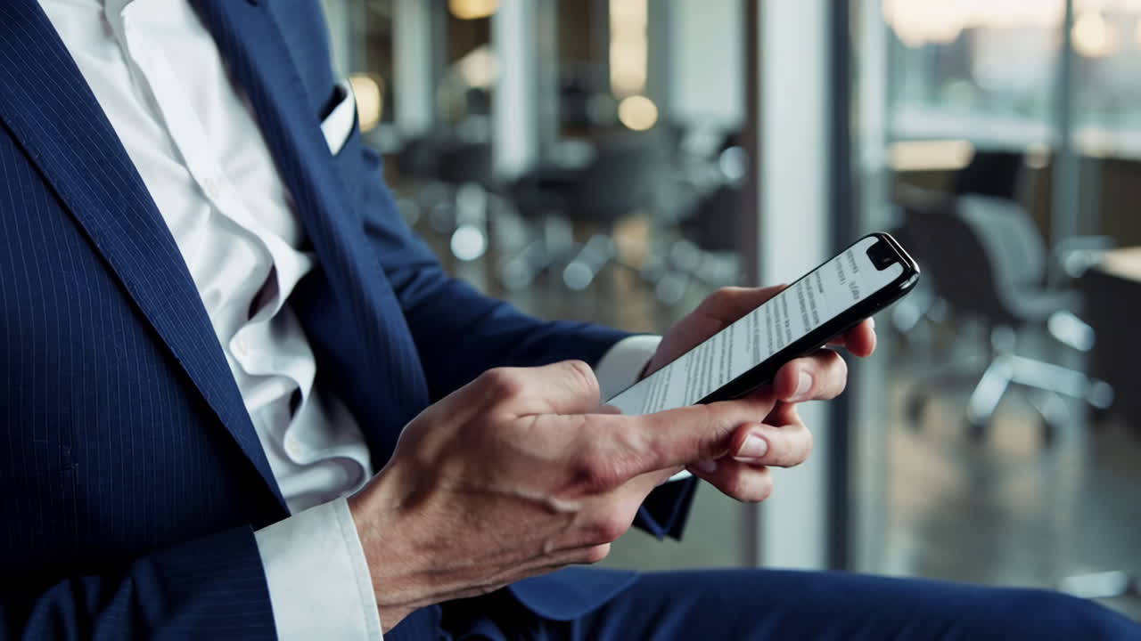 A businessman using his phone