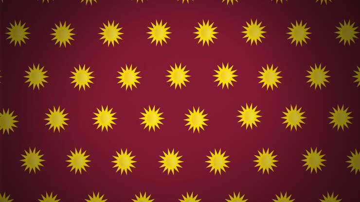 Animazione di più soli in movimento su sfondo rosso