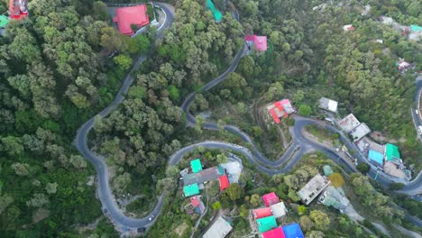 ghat roads in mussoorie top to bottom drone view in india