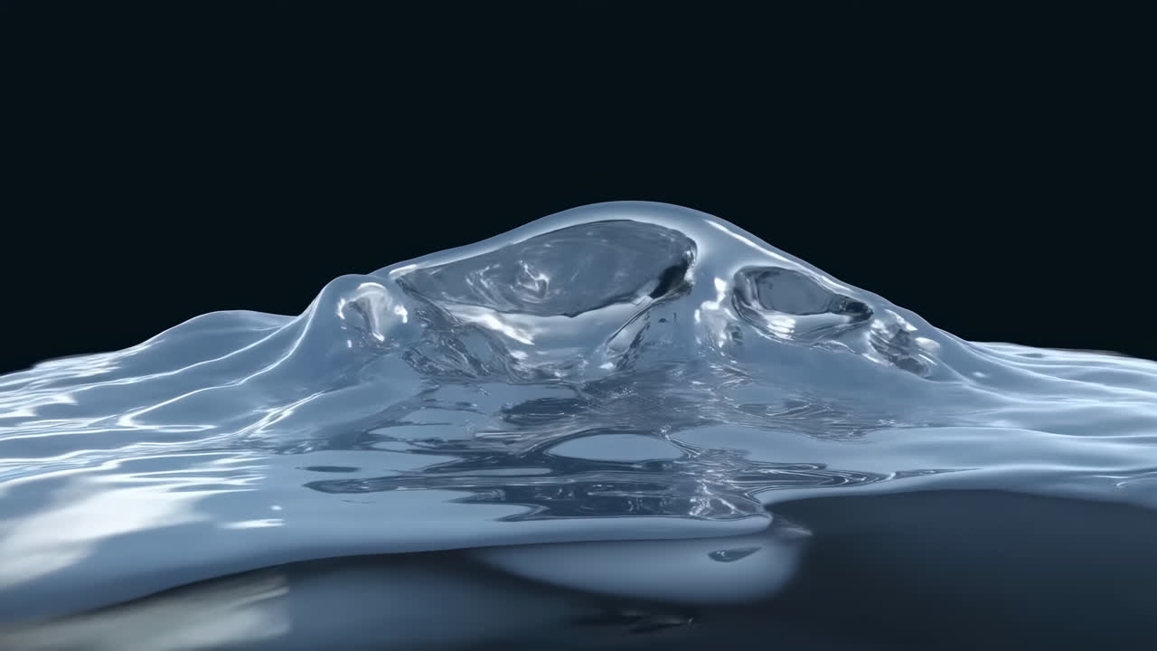 Abstract Liquid Surface with Dynamic Ripples on Black Background