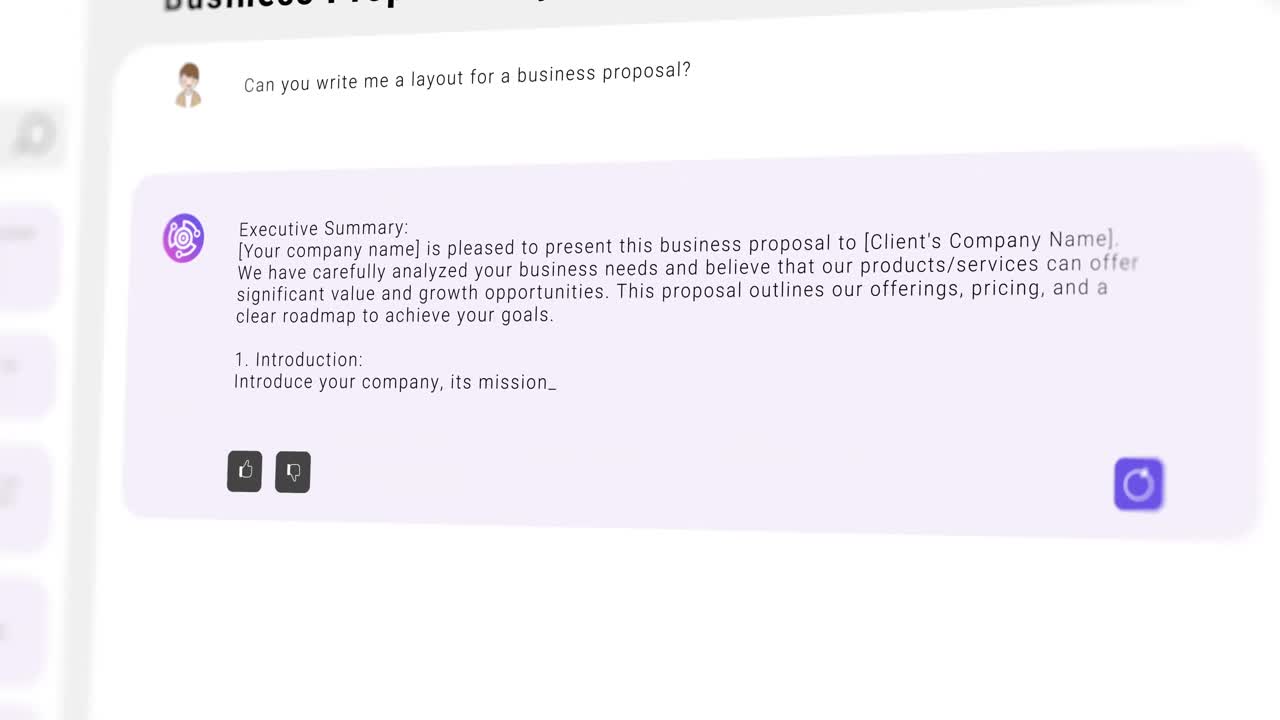 animación del procesamiento de datos de chat sobre la pantalla