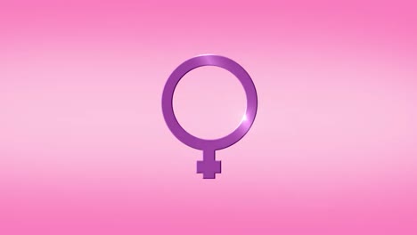 animación del símbolo de género femenino, sobre fondo rosa