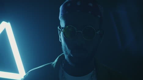 man in neon light