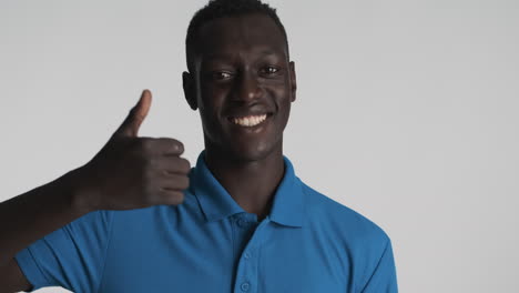 african american man on grey background.