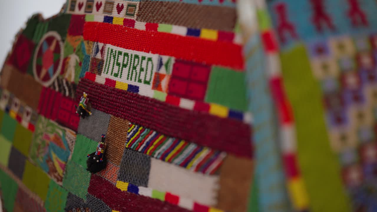 Beautiful colourful and inspiring African bead work showing many graphics to create a story