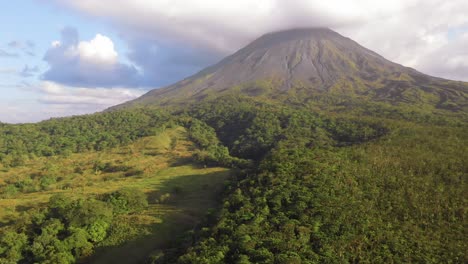 aerial drone footage near aernal volcano in la fortuna, costa rica