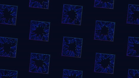 patrón de cuadrados abstractos de neón con puntos y líneas de arco iris