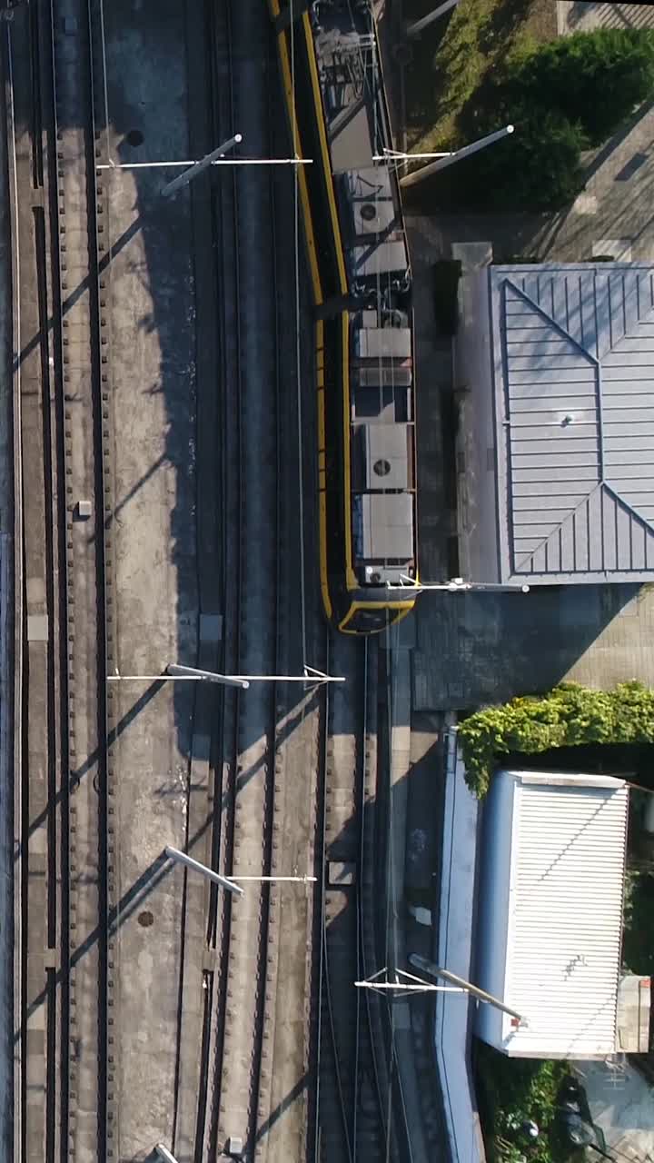 Aerial Railway tracks Vertical Video