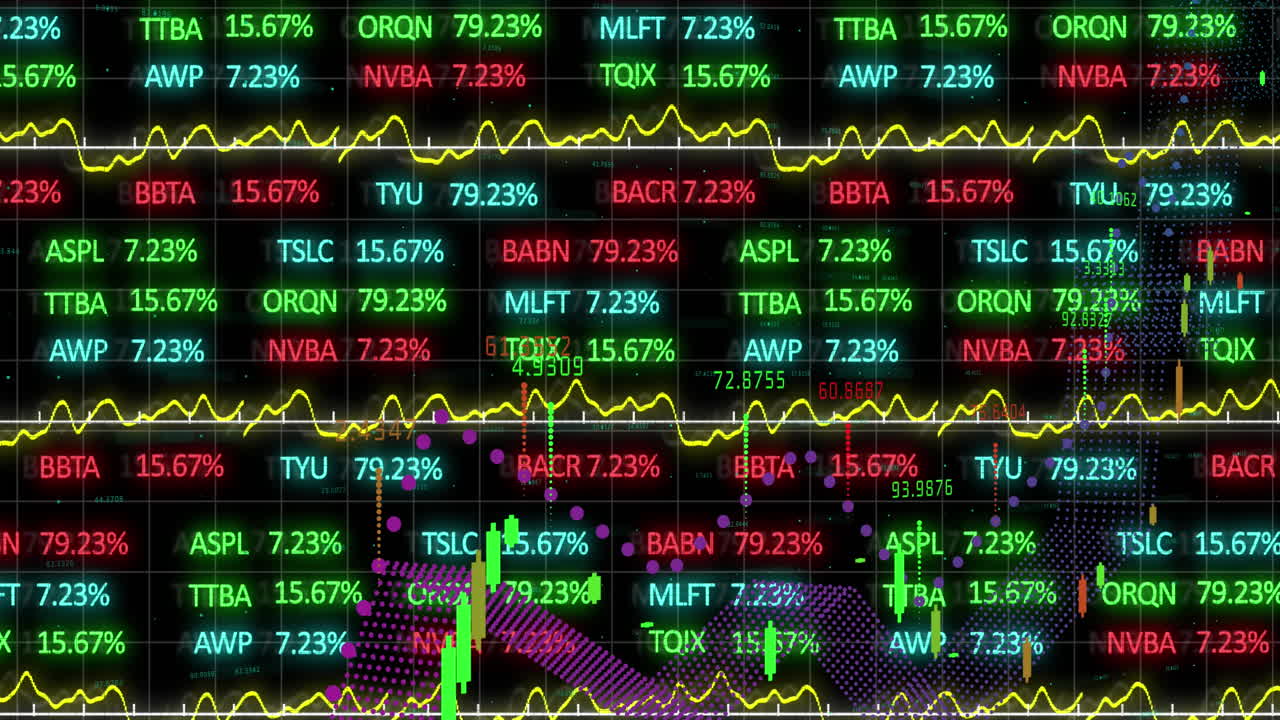 데이터 처리 및 주식 시장의 애니메이션 검은색 배경