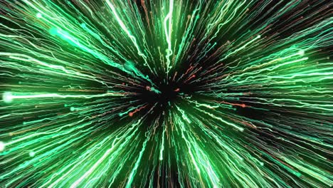 abstract green light trails in space