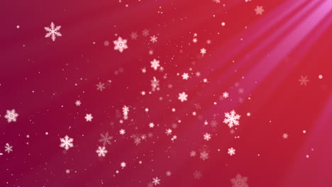 Rote-Winterwunderland-Schneeflocken-Fallen-Auf-Einen-Festlichen-Hintergrund