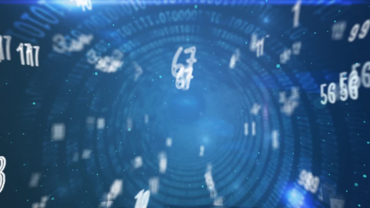 Animation of data processing over dark background