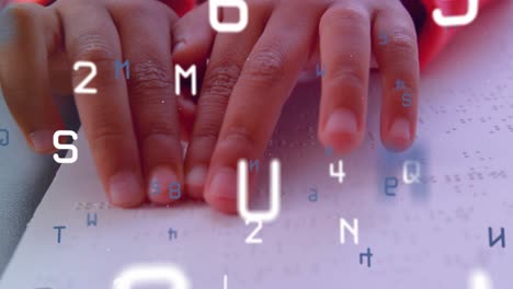 animation of letters over hands reading braille