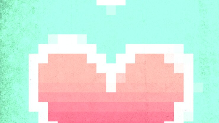 Cuore pixelato, quadrati colorati formano un simbolo d'amore