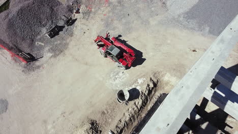 aerial view of construction site with heavy machinery