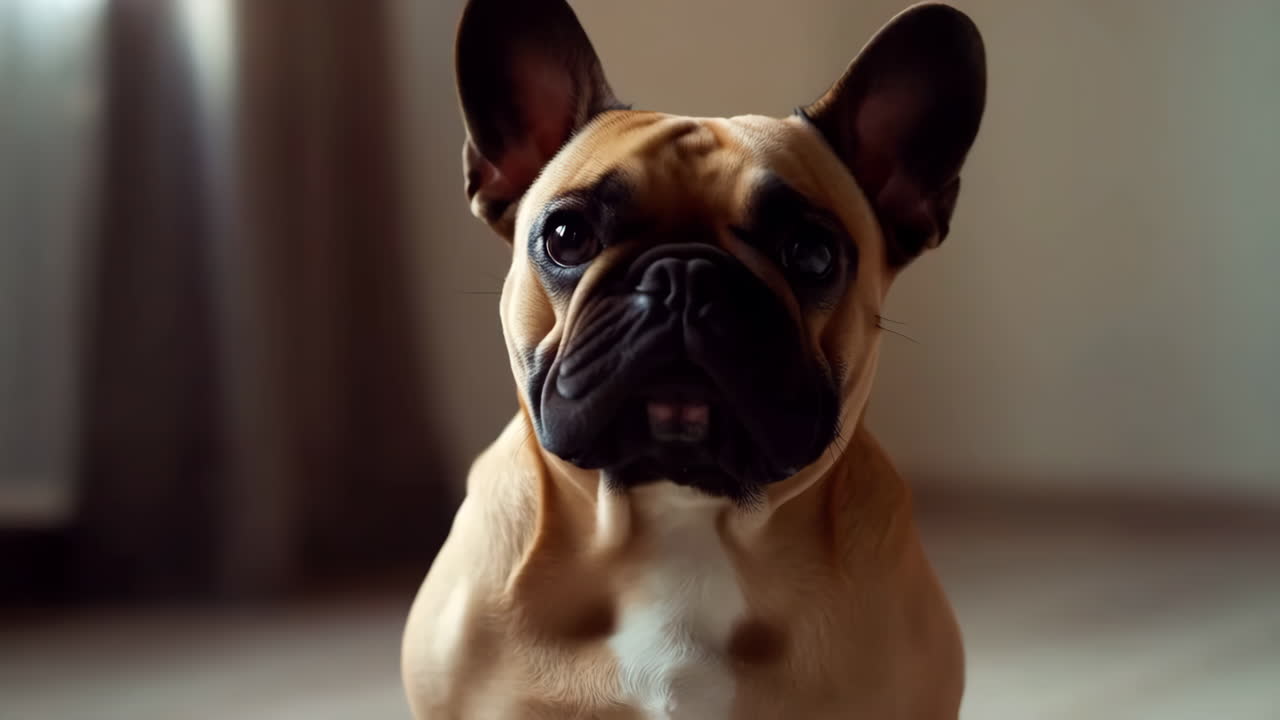 Close-up of a French Bulldog looking up