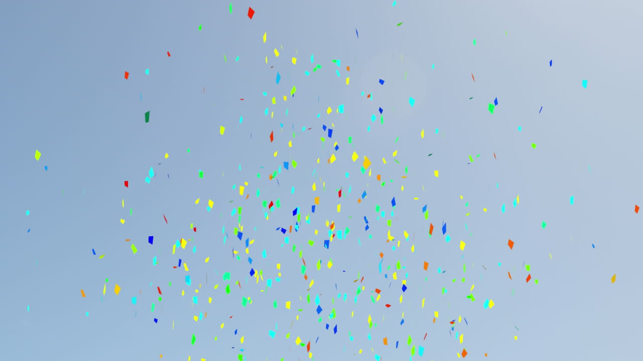 공에 뛰어드는 두 명의 축구 선수 위에 떨어지는 콘페티의 애니메이션