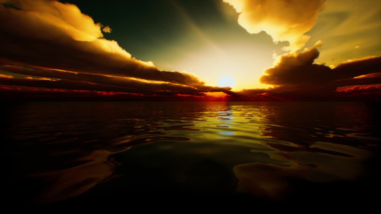 el cielo crepúsculo en la colorida luz del sol brillante se refleja en la superficie del agua