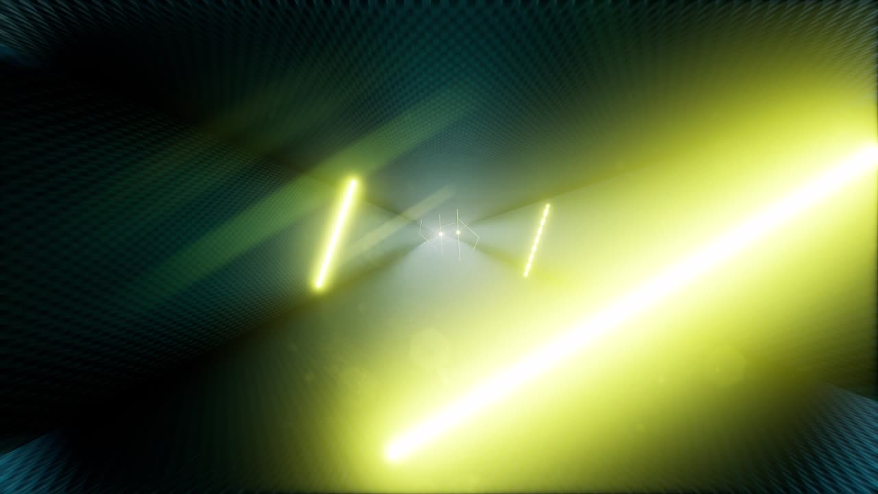 túnel de neón moderno largo pasillo resplandor luces amarillas láser futurista 4k