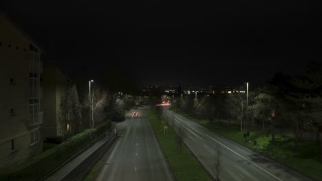 norwich england timelapse sequence over katedral hutch with traffic movement at night time