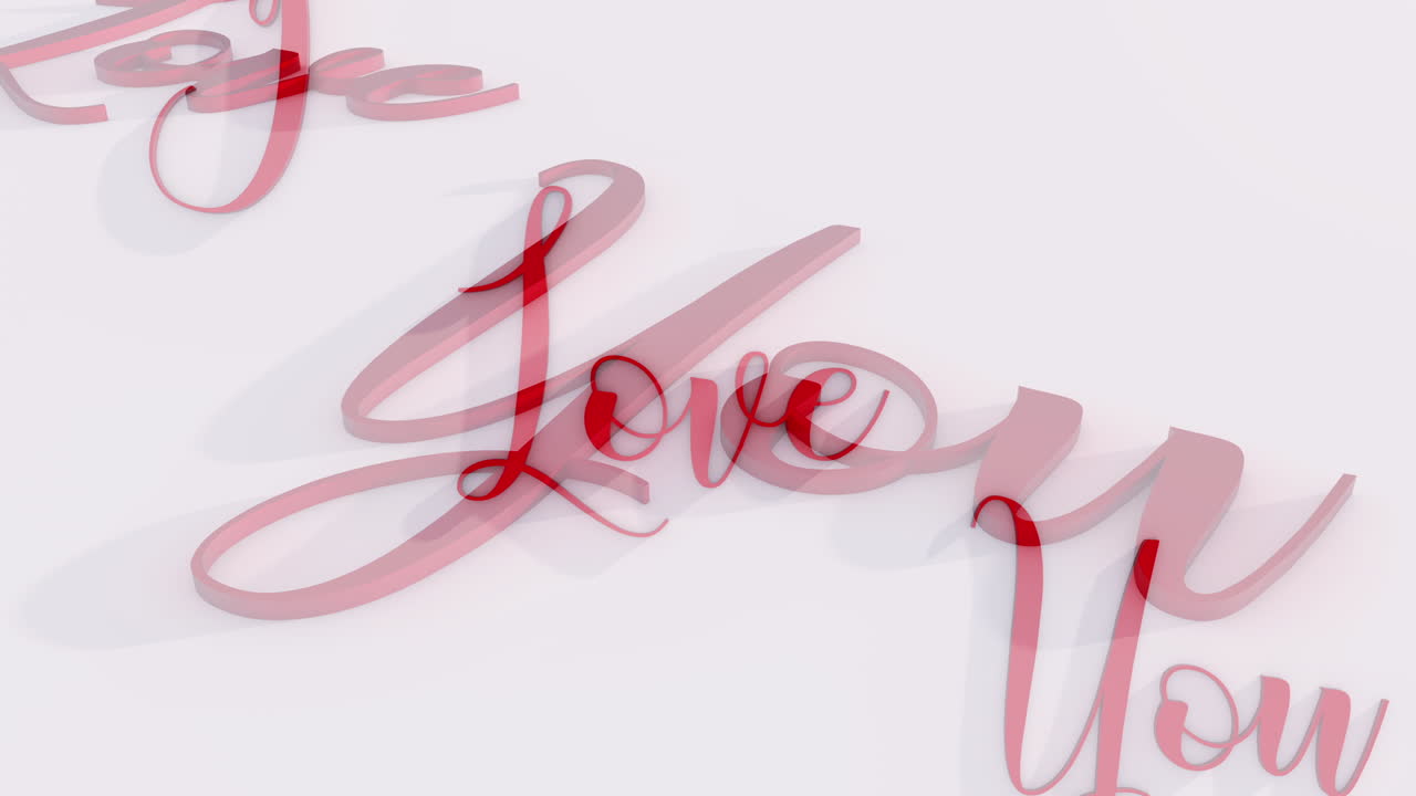 Cursive red text &amp;quot;I Love You&amp;quot; 3D render against a white background