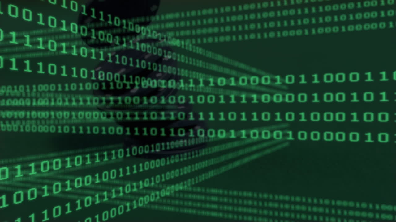 Animation of data processing over casino playing chips