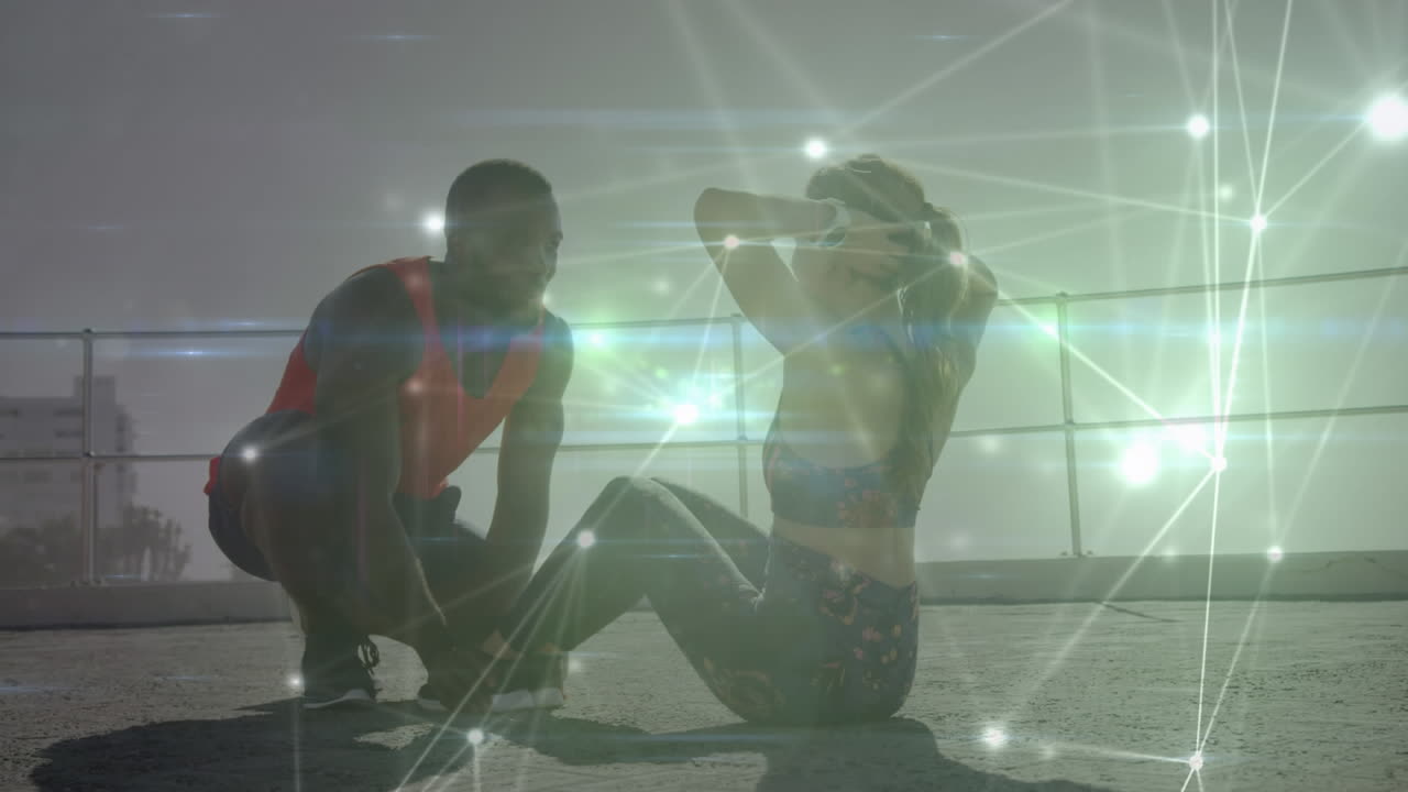 야외 운동을 하는 여성에 대한 연결 네트워크의 활성화