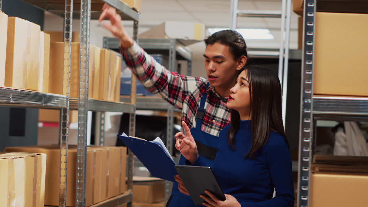 Warehouse inventory check with employees