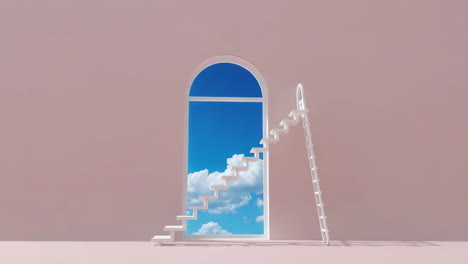gateway to the sky: surreal architectural scene with stairs and ladder