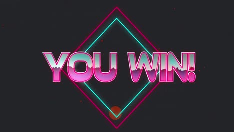 Animation-of-you-win-text-in-metallic-pink-letters-with-diamonds