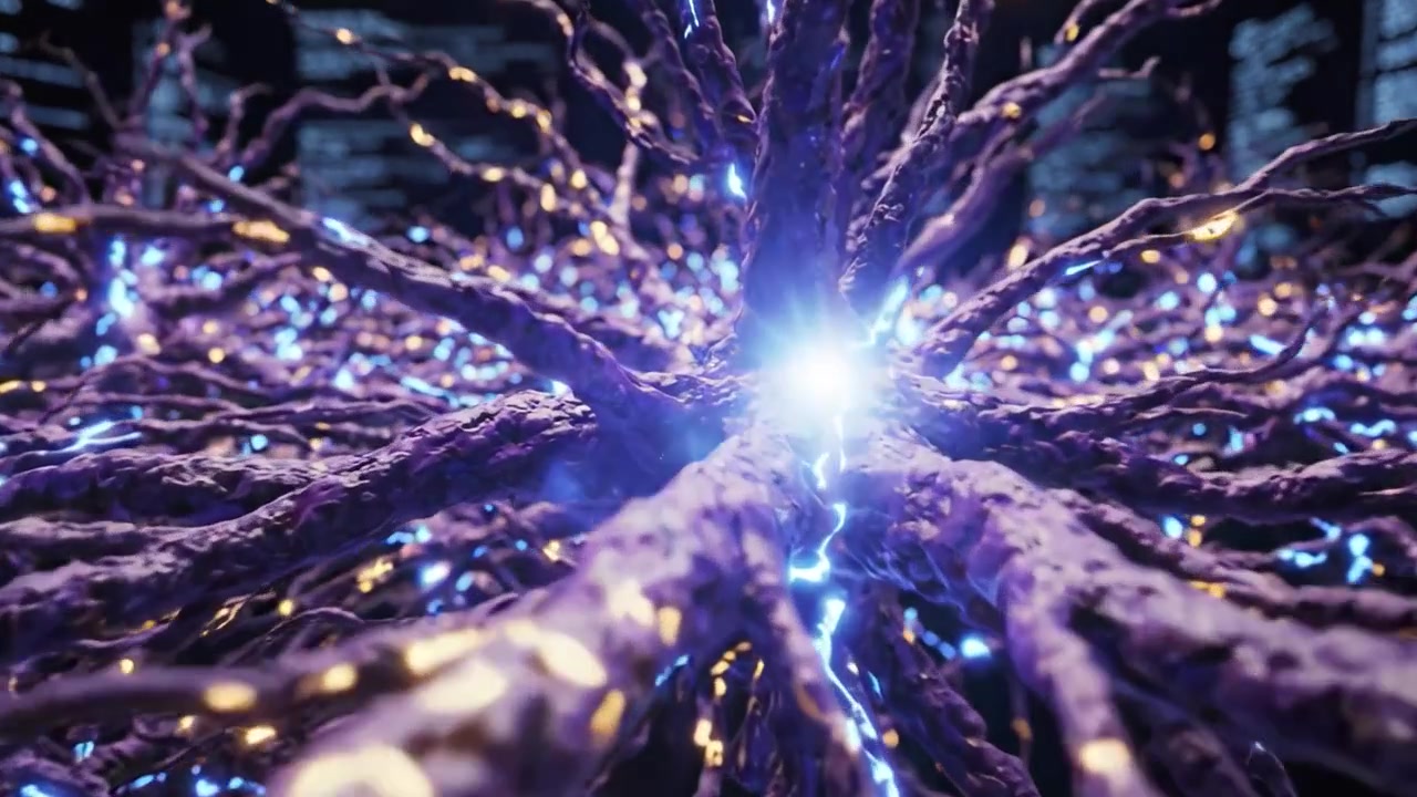 Utforska den intrikata strukturen hos neurala nätverk: En visuell representation av komplexa kopplingar och dataflöde i en artificiell intelligens-miljö