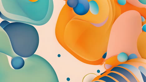 Abstract colorful shapes and bubbles animation on light background