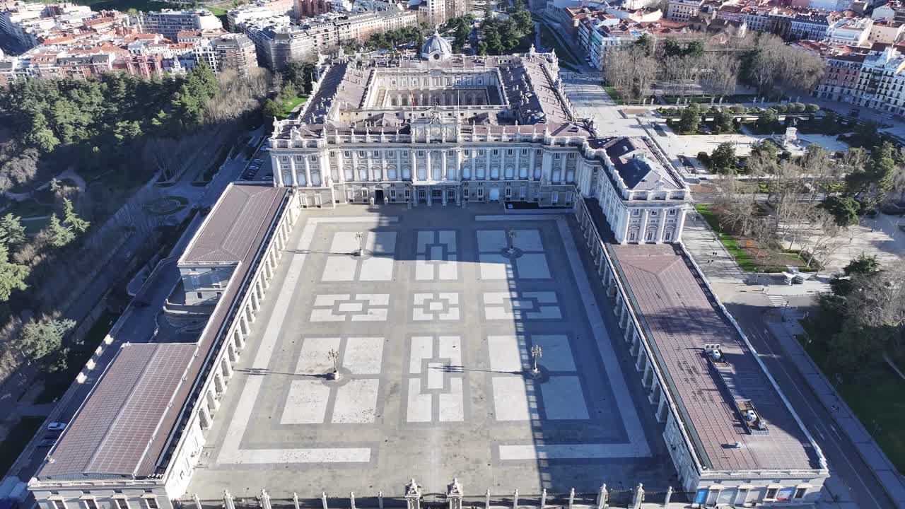Royal Palace Of Madrid At Madrid In Community Of Madrid Spain. Medieval Buildings Landscape. Downtown District. Capital City Scenery. Royal Palace Of Madrid In Spain. Beautiful Cityscape.