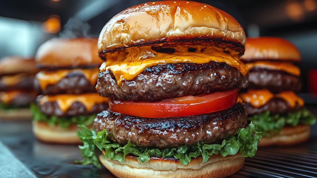 A stack of delicious burgers
