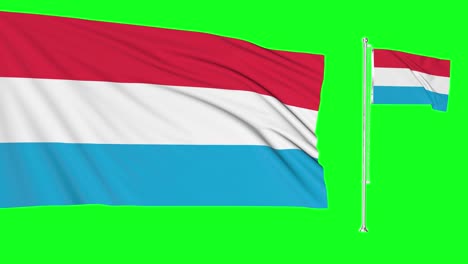 green screen luxembourg two flags waving flagpole animation 3d chroma key