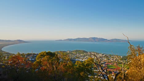 top of castle hill and magnetic island view in townsville city