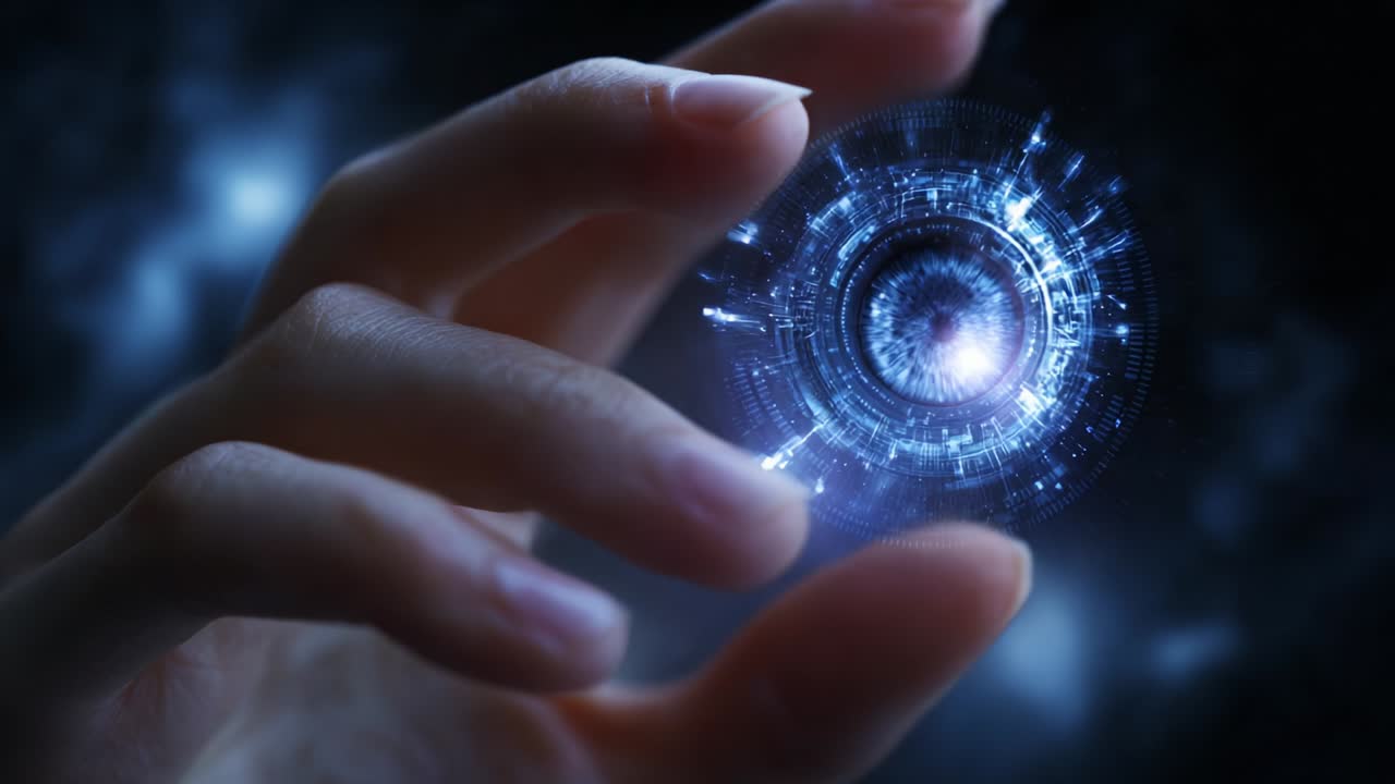 A Close-Up of a Human Hand Holding a Glowing, Futuristic Orb or Sphere Containing Intricate Patterns and Digital Elements, Symbolizing Innovation, Technology, and the Intersection of Humanity and Machine