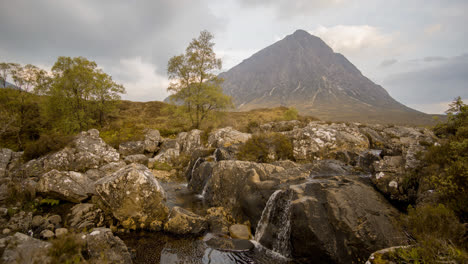 4k - scotland sunrise timelapse with mountain and sunrise
