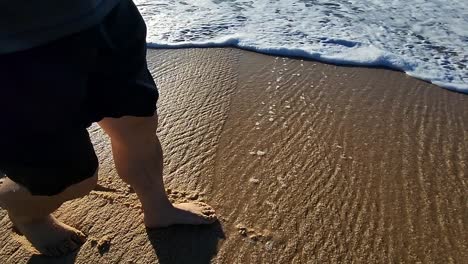 아침 에 해변 에서 산책 하는 것 을 즐기는 것