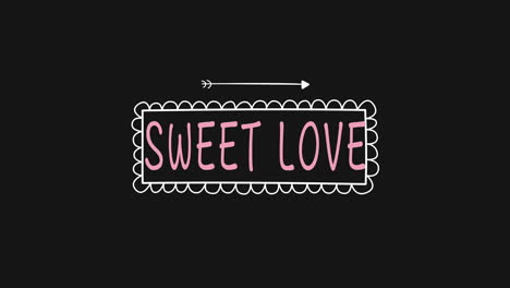 sweet love with white elegance frame and arrow on black gradient