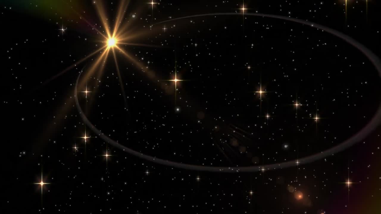 animación del universo con múltiples estrellas amarillas brillantes