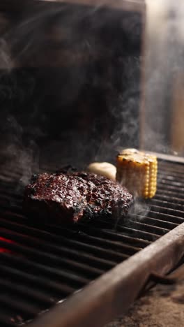 grilled steak and corn on the cob