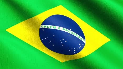 bucle sin costura 4k vdo. bandera nacional de brasil soplando en el viento aislado. diseño abstracto patriótico oficial. ilustración de renderización 3d del símbolo del signo ondulante.