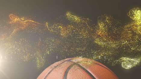 animation of glowing gold particles moving over basketball