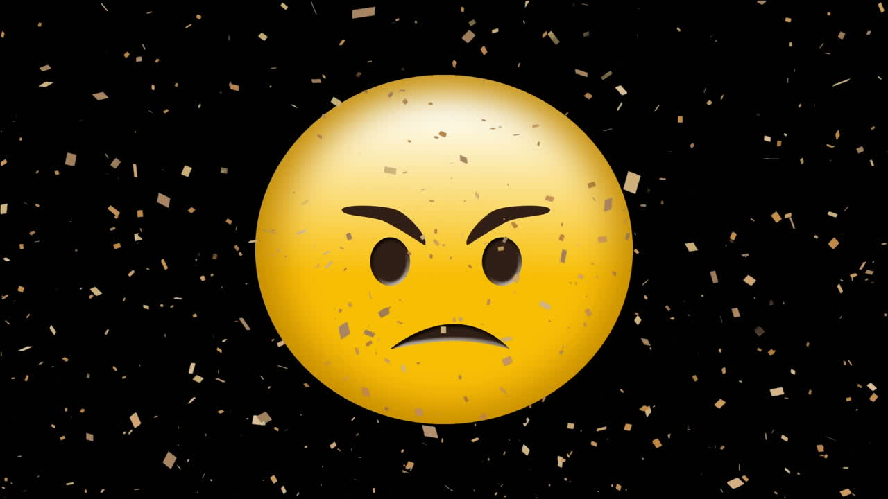 아픈 분노 아이콘의 애니메이션은 콘페티에 떨어집니다.