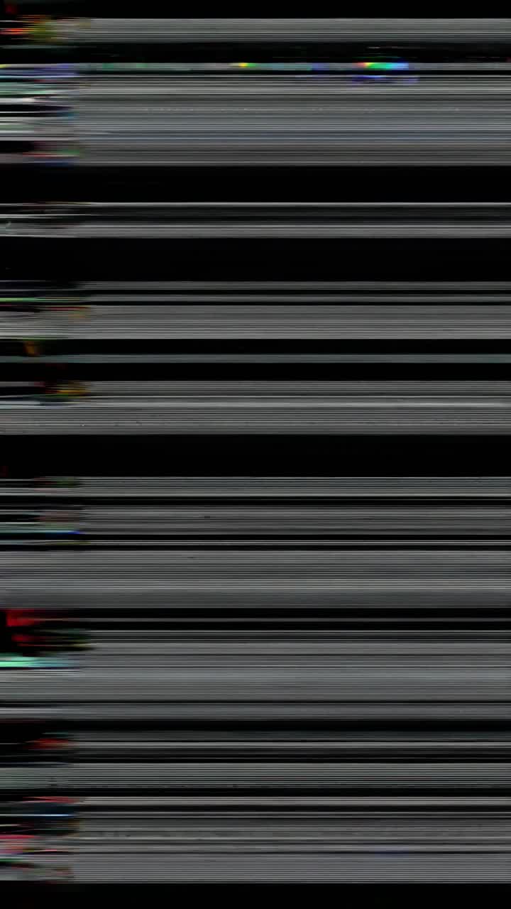 Abstract video art with horizontal glitch lines, simulating a distorted screen