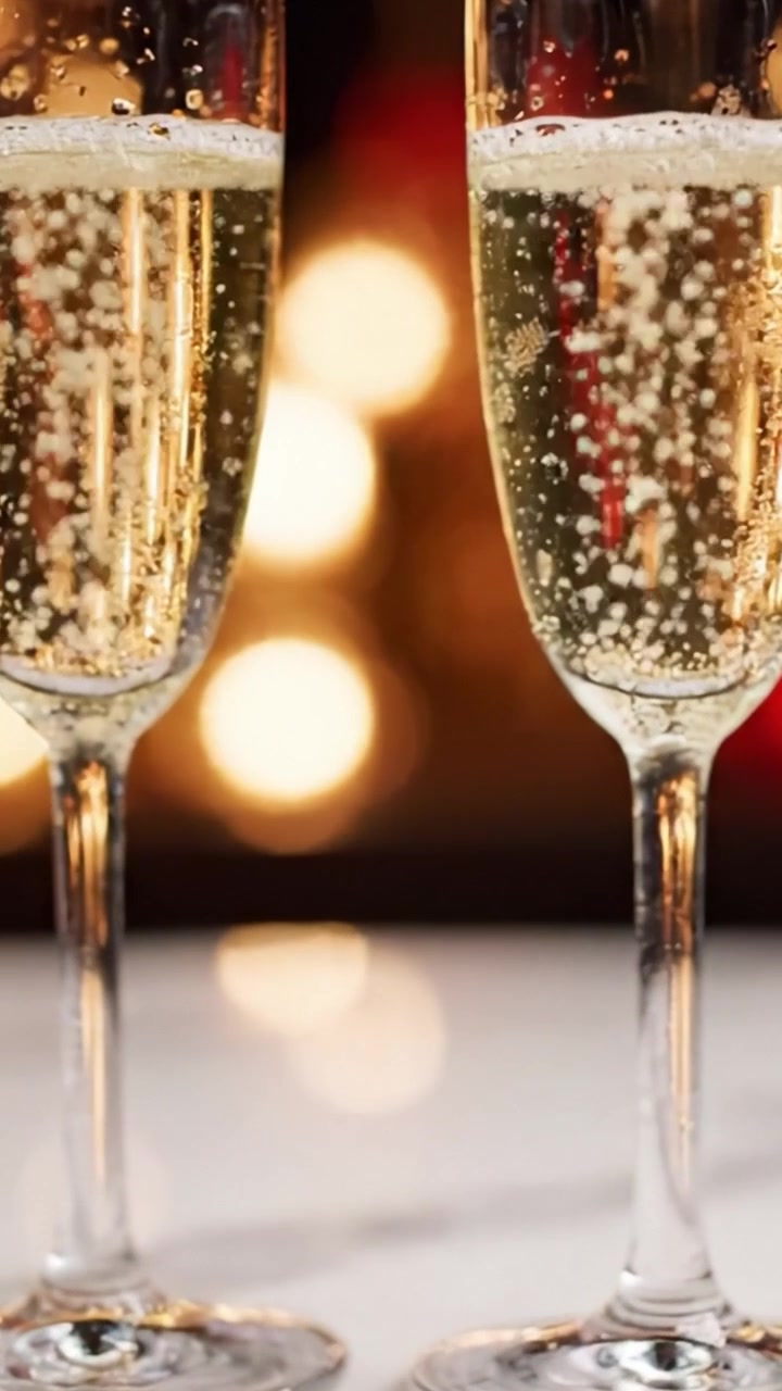 Calici di Champagne Scintillanti Che Mostrano Bollicine Effervescenti Su uno Sfondo Scintillante, Perfetti per Celebrazioni e Occasioni Speciali