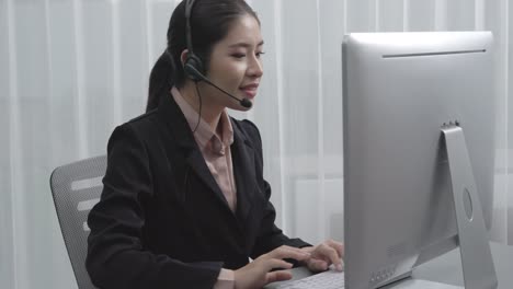 enthusiastic female operator provide helpful customer service to customer.